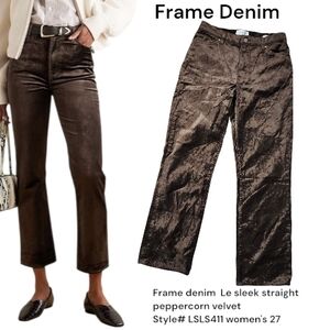 Frame denim Le sleek straight peppercorn velvet # LSLS411 Women's 27 Brown Jeans